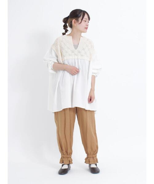 Samansa Mos2（サマンサ モスモス）の「柄編みニットドッキングチュニック（チュニック・レディース・オレンジ/キナリ/カーキ/ブラック・F）」の9枚目の写真