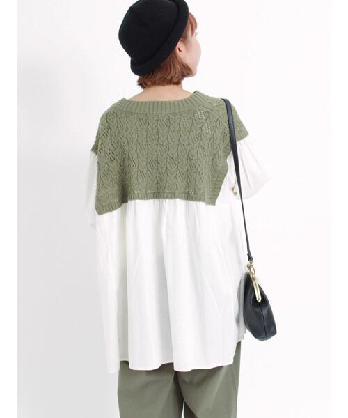 Samansa Mos2（サマンサ モスモス）の「柄編みニットドッキングチュニック（チュニック・レディース・オレンジ/キナリ/カーキ/ブラック・F）」の13枚目の写真