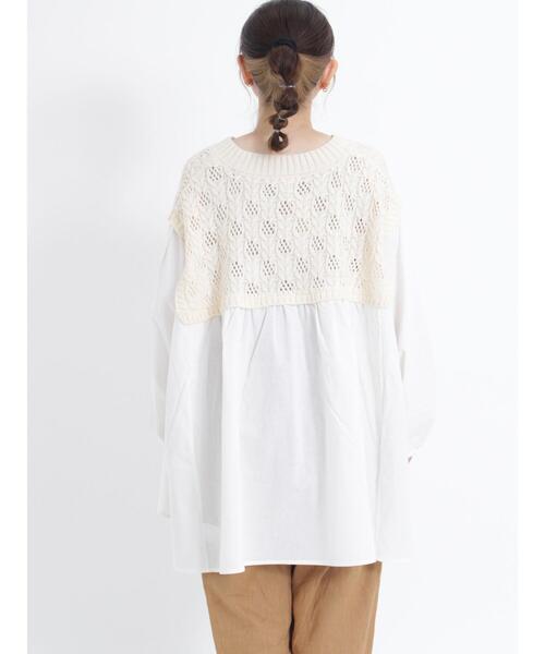 Samansa Mos2（サマンサ モスモス）の「柄編みニットドッキングチュニック（チュニック・レディース・オレンジ/キナリ/カーキ/ブラック・F）」の22枚目の写真