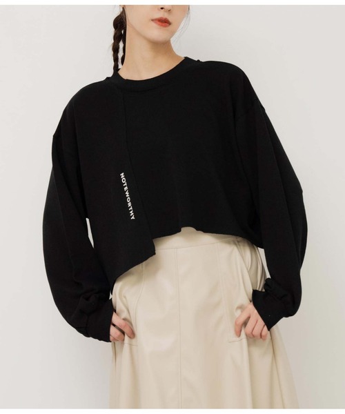 ANAP(アナップ)の「切り替えデザイン裏毛スウェットトレーナークルーネック長袖(スウェット・レディース・カーキ/ブラック/オフホワイト・FREE)」の3枚目の写真