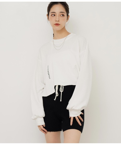 ANAP(アナップ)の「切り替えデザイン裏毛スウェットトレーナークルーネック長袖(スウェット・レディース・カーキ/ブラック/オフホワイト・FREE)」の8枚目の写真