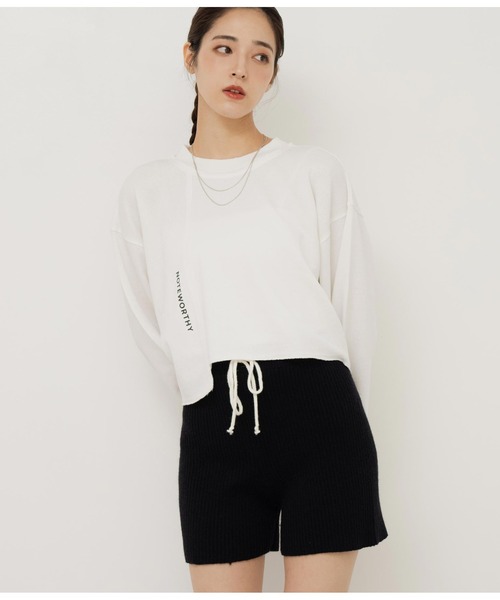 ANAP(アナップ)の「切り替えデザイン裏毛スウェットトレーナークルーネック長袖(スウェット・レディース・カーキ/ブラック/オフホワイト・FREE)」の6枚目の写真