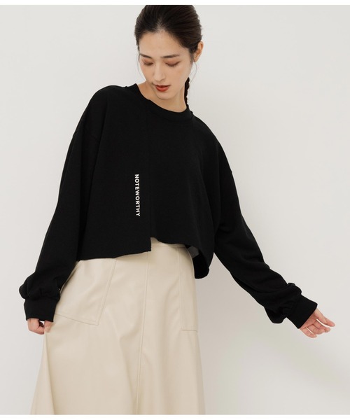 ANAP(アナップ)の「切り替えデザイン裏毛スウェットトレーナークルーネック長袖(スウェット・レディース・カーキ/ブラック/オフホワイト・FREE)」の10枚目の写真