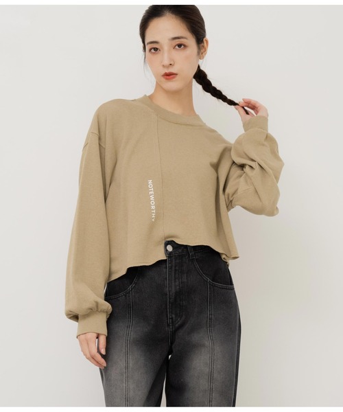 ANAP(アナップ)の「切り替えデザイン裏毛スウェットトレーナークルーネック長袖(スウェット・レディース・カーキ/ブラック/オフホワイト・FREE)」の16枚目の写真