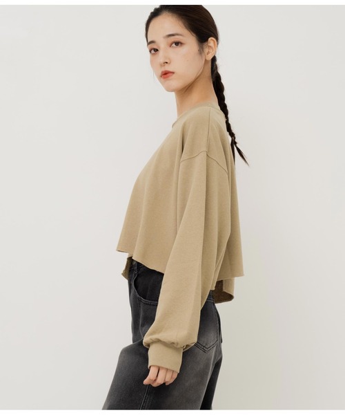 ANAP(アナップ)の「切り替えデザイン裏毛スウェットトレーナークルーネック長袖(スウェット・レディース・カーキ/ブラック/オフホワイト・FREE)」の18枚目の写真