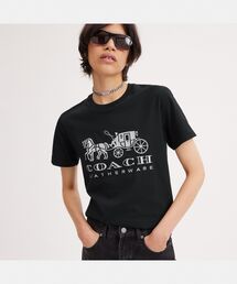 COACH コーチ Tシャツ・カットソー 黒 -(M位) 4102825M0020 COACH（コーチ）の「ホース アンド キャリッジ Tシャツ（Tシャツ