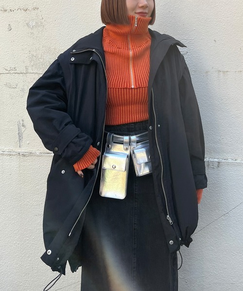 ELLEgirl（エルガール）の「マルチウェイリバーシブル中綿コート【ELLEgirl/エル ガール】（ダウンジャケット/コート・レディース・ブラック/アイボリー/オフホワイト/ブラック系その他・FREE）」の6枚目の写真