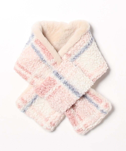 a.v.v（アーヴェヴェ）の「[KIDS]【2WAY】チェックボアリバーシブルマフラー（マフラー・キッズ・ライトブルー/ライトピンク/ベージュ・120）」の11枚目の写真