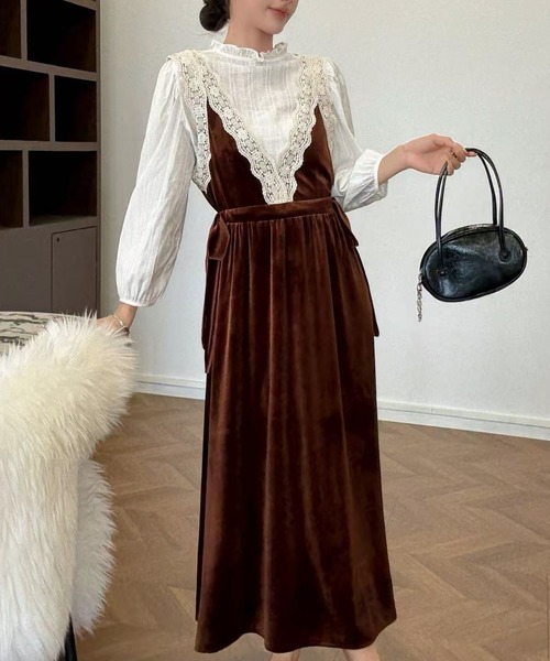 セール】ベルベットレースワンピース（ワンピース）｜Sibra（シブラ