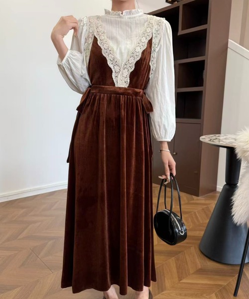 セール】ベルベットレースワンピース（ワンピース）｜Sibra（シブラ