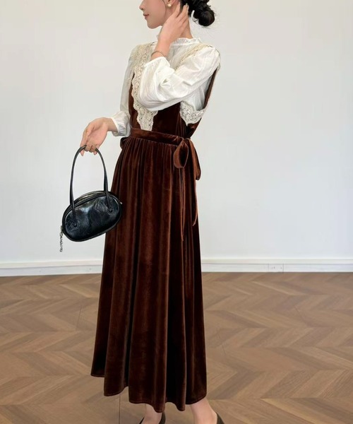 セール】ベルベットレースワンピース（ワンピース）｜Sibra（シブラ