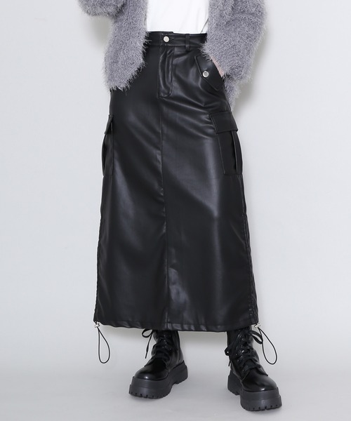 Figments（フィグメンツ）の「合皮ライダーススカート（スカート・レディース・ブラック/グレー・FREE）」の2枚目の写真