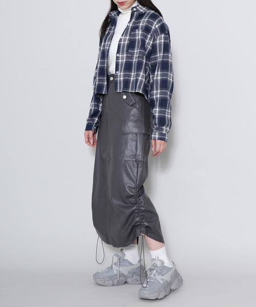 Figments（フィグメンツ）の「合皮ライダーススカート（スカート・レディース・ブラック/グレー・FREE）」の3枚目の写真