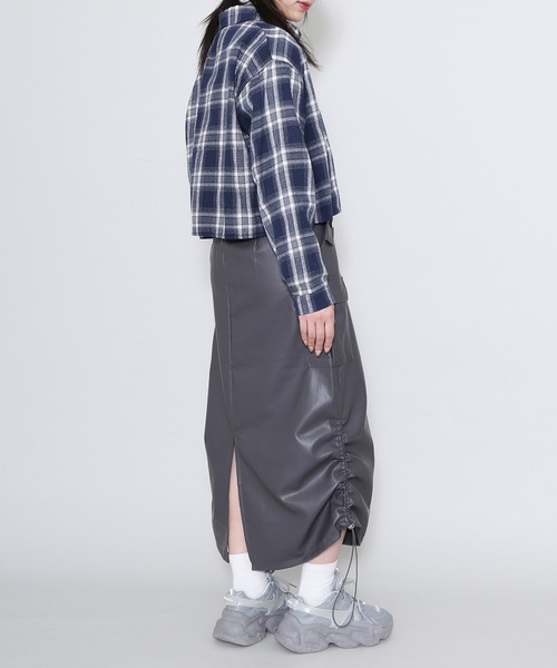 Figments（フィグメンツ）の「合皮ライダーススカート（スカート・レディース・ブラック/グレー・FREE）」の4枚目の写真