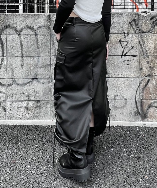 Figments（フィグメンツ）の「合皮ライダーススカート（スカート・レディース・ブラック/グレー・FREE）」の7枚目の写真