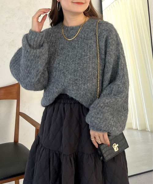 prose verse（プロズヴェール）の「アルパカタッチふわふわニット（ニット/セーター・レディース・グレー/イエロー/ピンク/チャコール・MEDIUM）」の3枚目の写真
