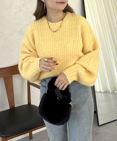 prose verse（プロズヴェール）の「アルパカタッチふわふわニット（ニット/セーター・レディース・グレー/イエロー/ピンク/チャコール・MEDIUM）」の5枚目の写真