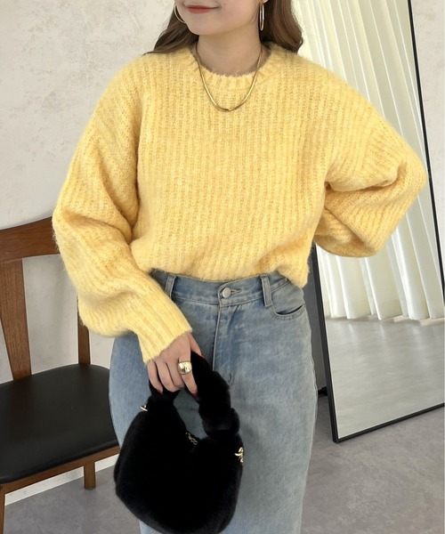 prose verse（プロズヴェール）の「アルパカタッチふわふわニット（ニット/セーター・レディース・グレー/イエロー/ピンク/チャコール・MEDIUM）」の6枚目の写真