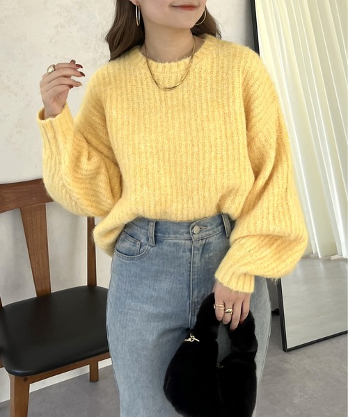 prose verse（プロズヴェール）の「アルパカタッチふわふわニット（ニット/セーター・レディース・グレー/イエロー/ピンク/チャコール・MEDIUM）」の7枚目の写真