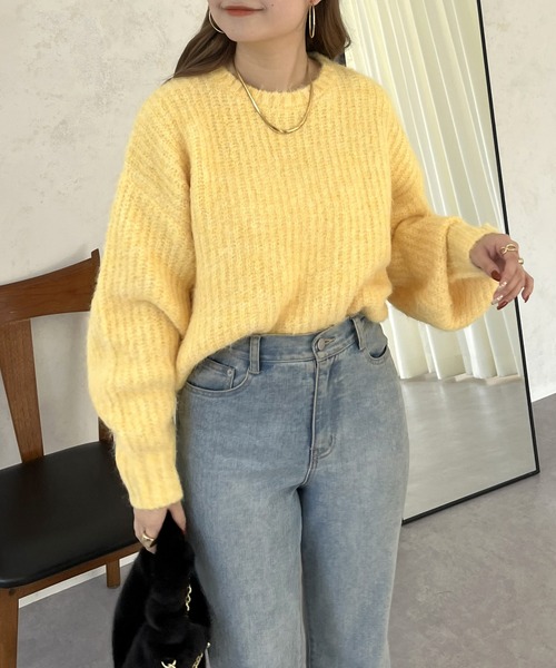 prose verse（プロズヴェール）の「アルパカタッチふわふわニット（ニット/セーター・レディース・グレー/イエロー/ピンク/チャコール・MEDIUM）」の8枚目の写真