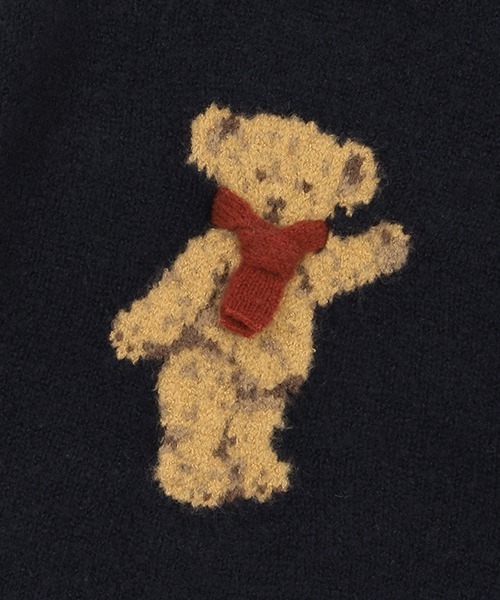 petit main（プティマイン）の「くまジャガードニット（ニット/セーター・キッズ・ベージュ/ネイビー/アイボリー・S/M/L）」の7枚目の写真