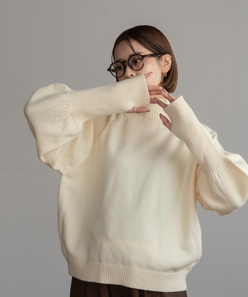 Amiur(エミレ)の「alpaca touch volume sleeve knit / アルパカタッチボリュームスリーブニット(ニット/セーター・レディース・アイボリー/ブラック/ベージュ・FREE)」の5枚目の写真