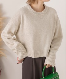 クルーネック ショート メランジニット