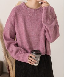 クルーネック ショート メランジニット