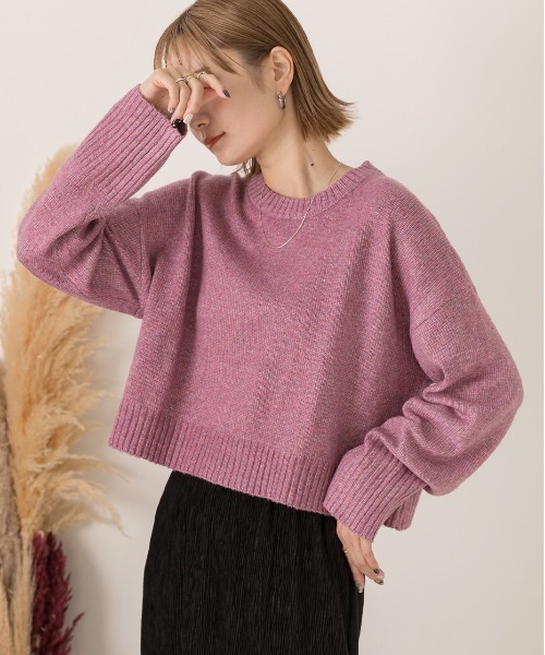 ad thie(アドティエ)の「クルーネック ショート メランジニット(ニット/セーター・レディース・ピンク/ライトブルー/アイボリー/ベージュ・FREE)」の20枚目の写真