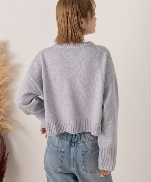 ad thie(アドティエ)の「クルーネック ショート メランジニット(ニット/セーター・レディース・ピンク/ライトブルー/アイボリー/ベージュ・FREE)」の15枚目の写真