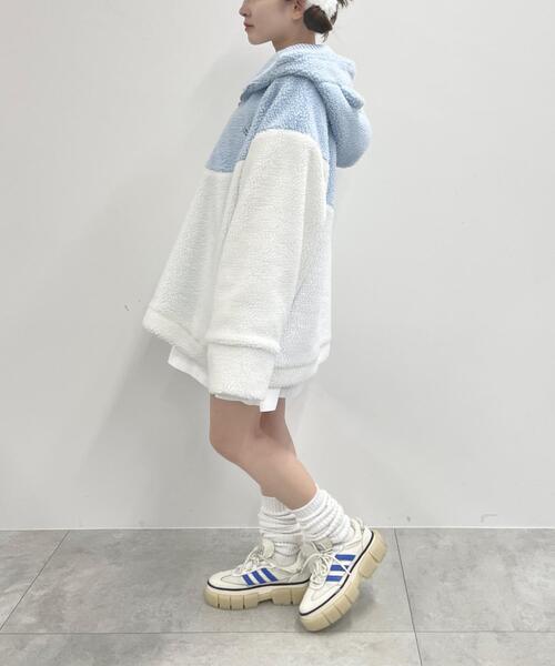 Whinny(ホワイニー)の「Whinny/ふあふあ、くまきちブルャ~(ブルゾン・レディース・サックスブルー/ホワイト・FREE)」の8枚目の写真