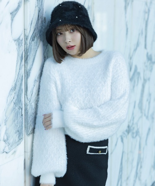 AMBIENT（アンビエント）の「パールシャギーバケットハット（ハット・レディース・ホワイト/ブラック・FREE）」の12枚目の写真