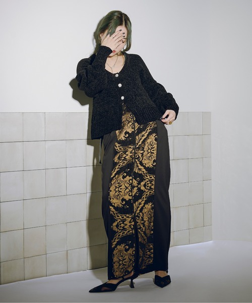 新品・タグ付き　maison dedolce ベロアカーディガン【black】 AZUL BY MOUSSY | WZIPベロアラメモールカーデ (カーディガン ) |SHEL