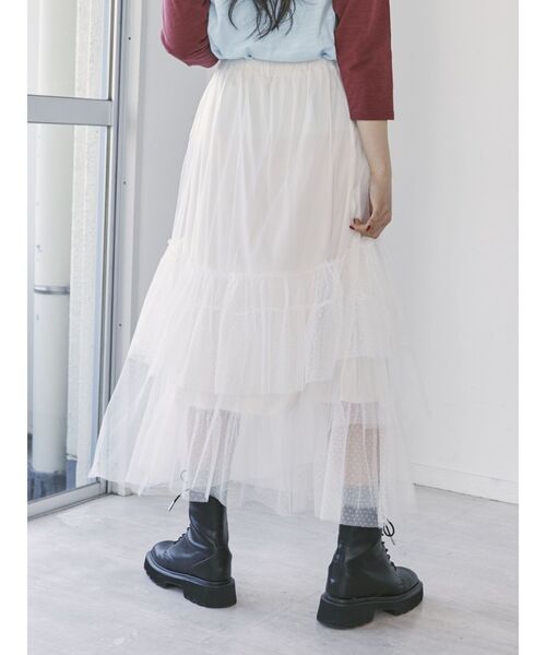 jouetie（ジュエティ）の「チュールティアードロングスカート（スカート・レディース・ブラック/パープル/オフホワイト・MEDIUM）」の6枚目の写真