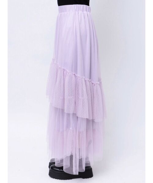 jouetie（ジュエティ）の「チュールティアードロングスカート（スカート・レディース・ブラック/パープル/オフホワイト・MEDIUM）」の8枚目の写真