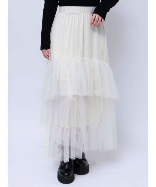 jouetie（ジュエティ）の「チュールティアードロングスカート（スカート・レディース・ブラック/パープル/オフホワイト・MEDIUM）」の17枚目の写真