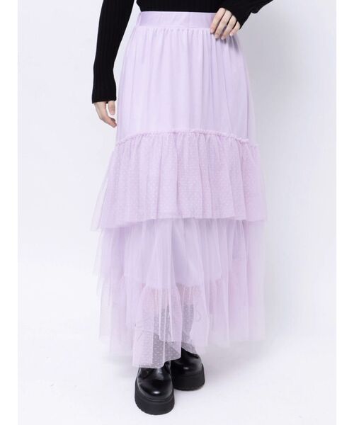 jouetie（ジュエティ）の「チュールティアードロングスカート（スカート・レディース・ブラック/パープル/オフホワイト・MEDIUM）」の19枚目の写真