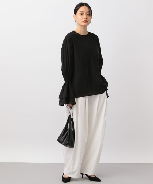 A part by（アパートバイ）の「スリーブフリルブラウス（シャツ/ブラウス・レディース・オフホワイト/ブラック・FREE）」の7枚目の写真