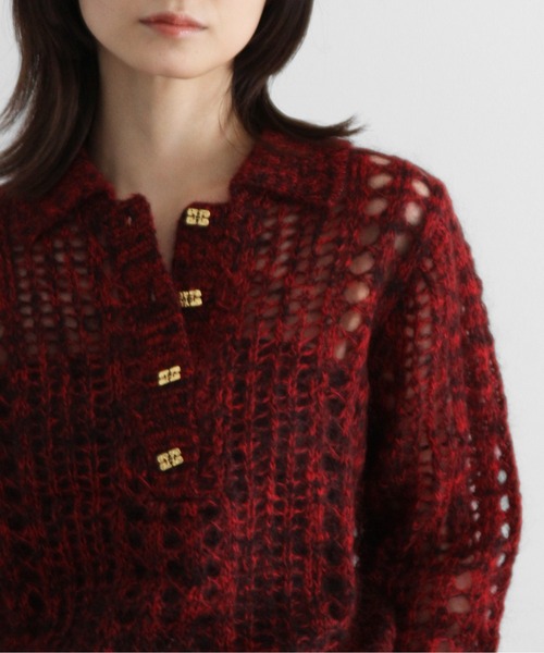 GANNI(ガニー)の「GANNI Mohair Lace Polo(ニット/セーター・レディース・レッド系その他・MEDIUM)」の7枚目の写真