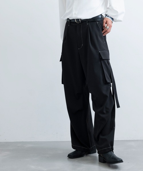 JUNRED（ジュンレッド）の「【 セットアップ対応 】ドレープパラシュートカーゴパンツ（その他パンツ・メンズ・ブラック/ブラック系その他/チャコールグレー・L/M/S）」の4枚目の写真