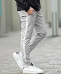 JOKER | ポンチラインスウェットジョガーパンツ メンズ ブラック チャコール グレー(スウェットパンツ)