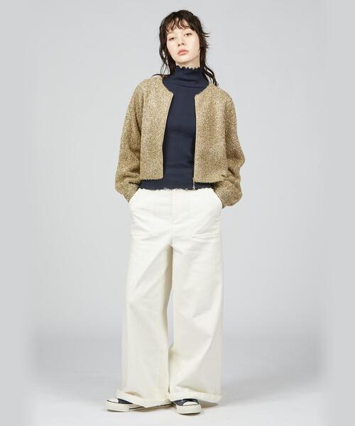 To b. by agnes b.(トゥービーバイアニエスベー)の「WN94 CARDIGAN スパークルジップカーディガン(カーディガン/ボレロ・レディース・ゴールド・FREE)」の8枚目の写真