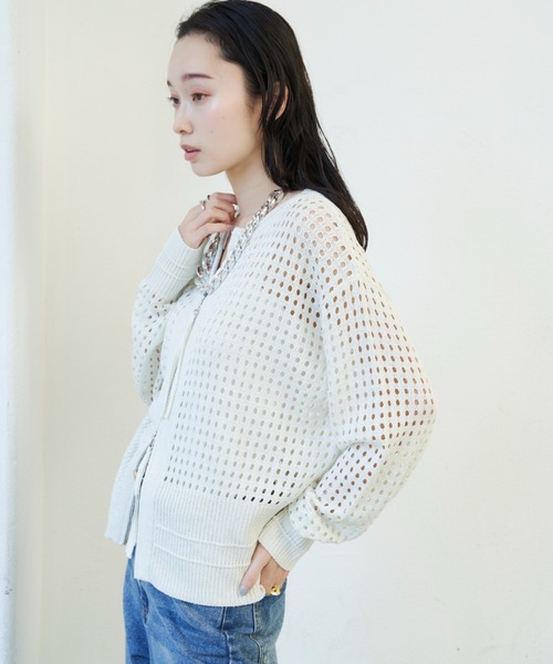 Shelly island（シェリーアイランド）の「ラメメッシュダブルジップカーデ（カーディガン/ボレロ・レディース・ブラック/ホワイト/ピンク・FREE）」の14枚目の写真