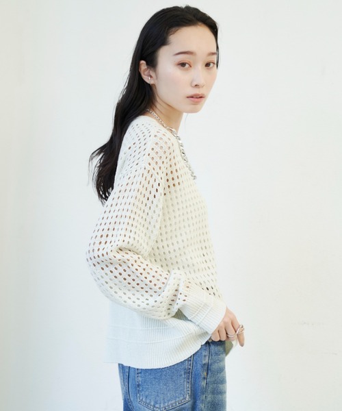 Shelly island（シェリーアイランド）の「ラメメッシュダブルジップカーデ（カーディガン/ボレロ・レディース・ブラック/ホワイト/ピンク・FREE）」の16枚目の写真