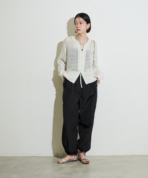 Shelly island（シェリーアイランド）の「ラメメッシュダブルジップカーデ（カーディガン/ボレロ・レディース・ブラック/ホワイト/ピンク・FREE）」の21枚目の写真