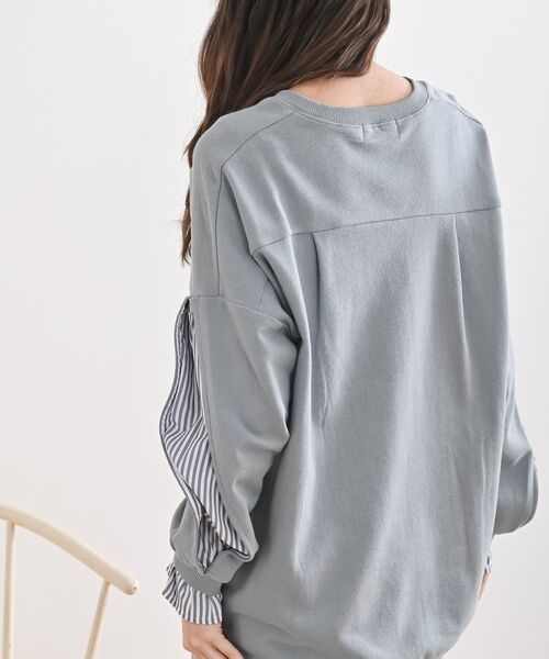 rps（アールピーエス）の「袖布帛切替裏毛チュニック（チュニック・レディース・アイボリー/サックスブルー/ブラック/ネイビー/グレイッシュブルー/ブラック系その他2/チャコールグレー・フリー）」の16枚目の写真