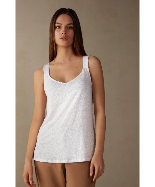 Intimissimi(インティミッシミ)の「リネン タンクトップ(タンクトップ・レディース・インディゴブルー/ホワイト/サンドベージュ/ピンクベージュ/カーキ・S/M/L)」の6枚目の写真