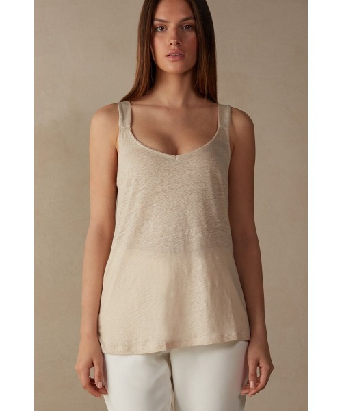 Intimissimi(インティミッシミ)の「リネン タンクトップ(タンクトップ・レディース・インディゴブルー/ホワイト/サンドベージュ/ピンクベージュ/カーキ・S/M/L)」の19枚目の写真