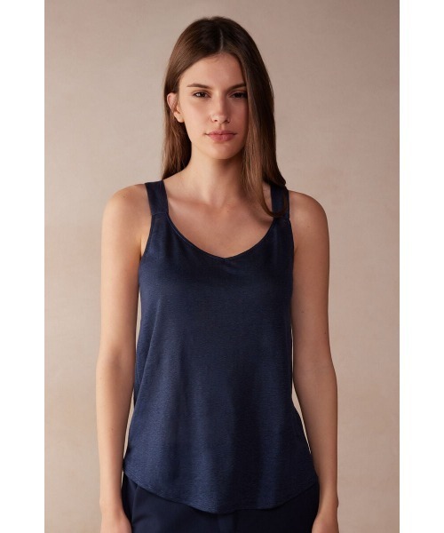 Intimissimi(インティミッシミ)の「リネン タンクトップ(タンクトップ・レディース・インディゴブルー/ホワイト/サンドベージュ/ピンクベージュ/カーキ・S/M/L)」の12枚目の写真