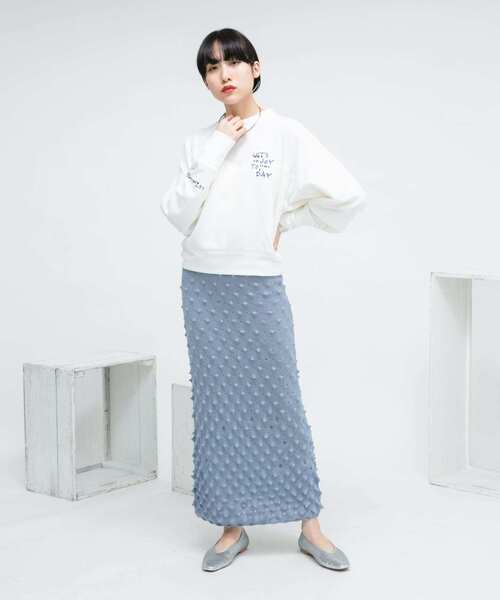 KBF(ケイビーエフ)の「ネップスウェット(Tシャツ/カットソー・レディース・オフホワイト/ネイビー・ONE)」の8枚目の写真